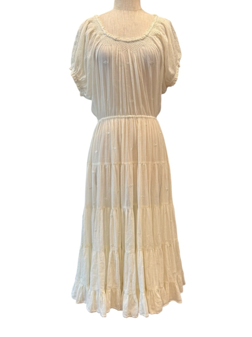 Doen Rae cotton gauze tiered midi dress *no belt no liner* in salt